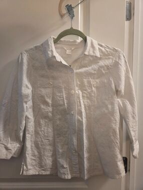 Christopher & Banks White Casual Button-Down Shirt